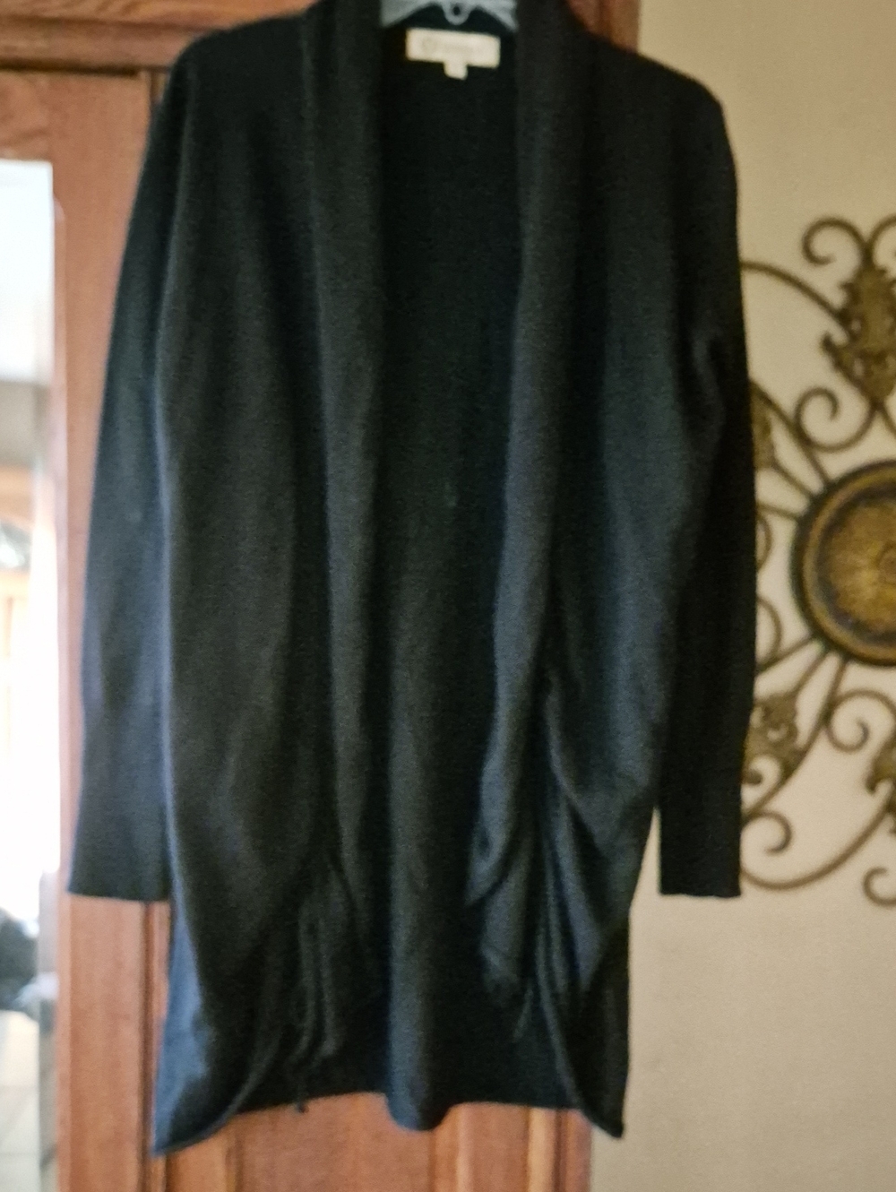 Democracy Black Open-Front Drape Cardigan
